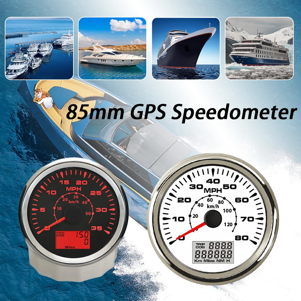 

Rhaxel Универсальный 85 мм GPS спидометр 35MPH 0-80MPH 160MPH 200MPH счетчик поездок одометр для автомобильных судов мотоцикл 12V 24V