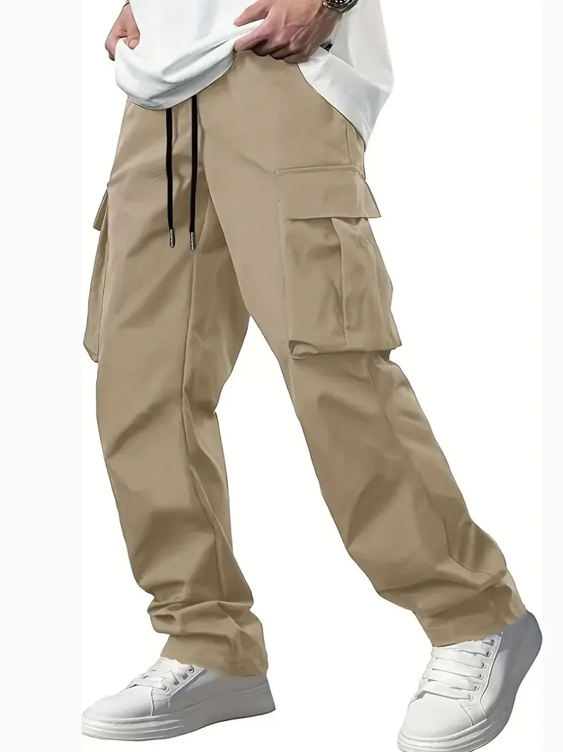Herren Saisonale Weite Arbeitshose mit Langem Bund und Mehreren Taschen, Einfarbige Hose, Lässige Outdoor-Sport- und Urlaubsgeschenke – Detail 5