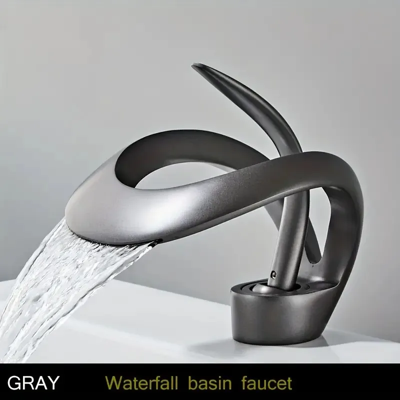 1pc Hollow Design Luxury Bathroom Hot And Cold Basin Faucet, Ceramic Valve Core Single Handle Single Hole Faucet, Bathroom Fauce