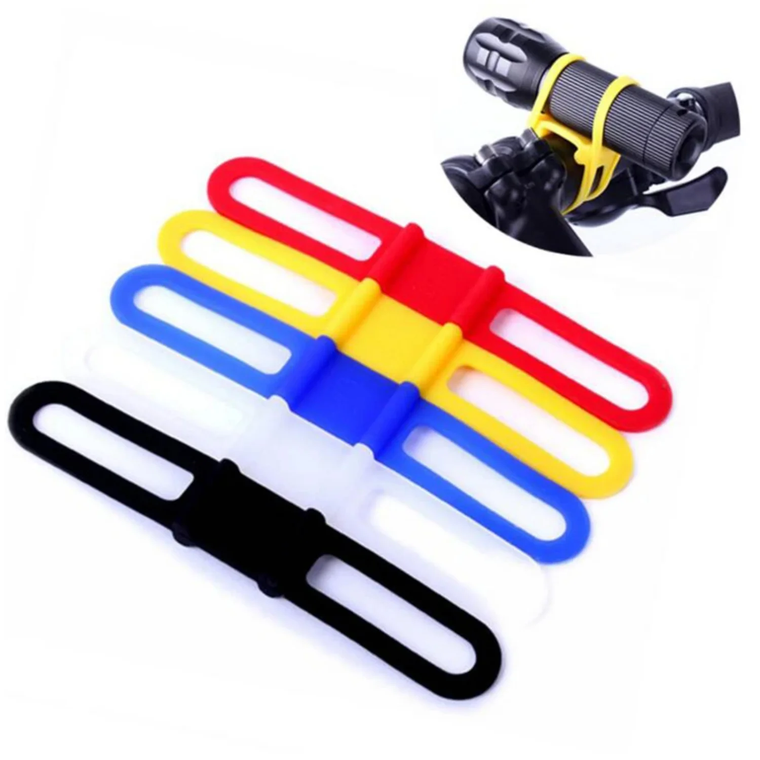 

Bicycle Silicone Bandage Bike Silicone Elastic Strap Bandage Light Mount Cycling Light Flashlight Holder Fit On Any Bicycle Abs