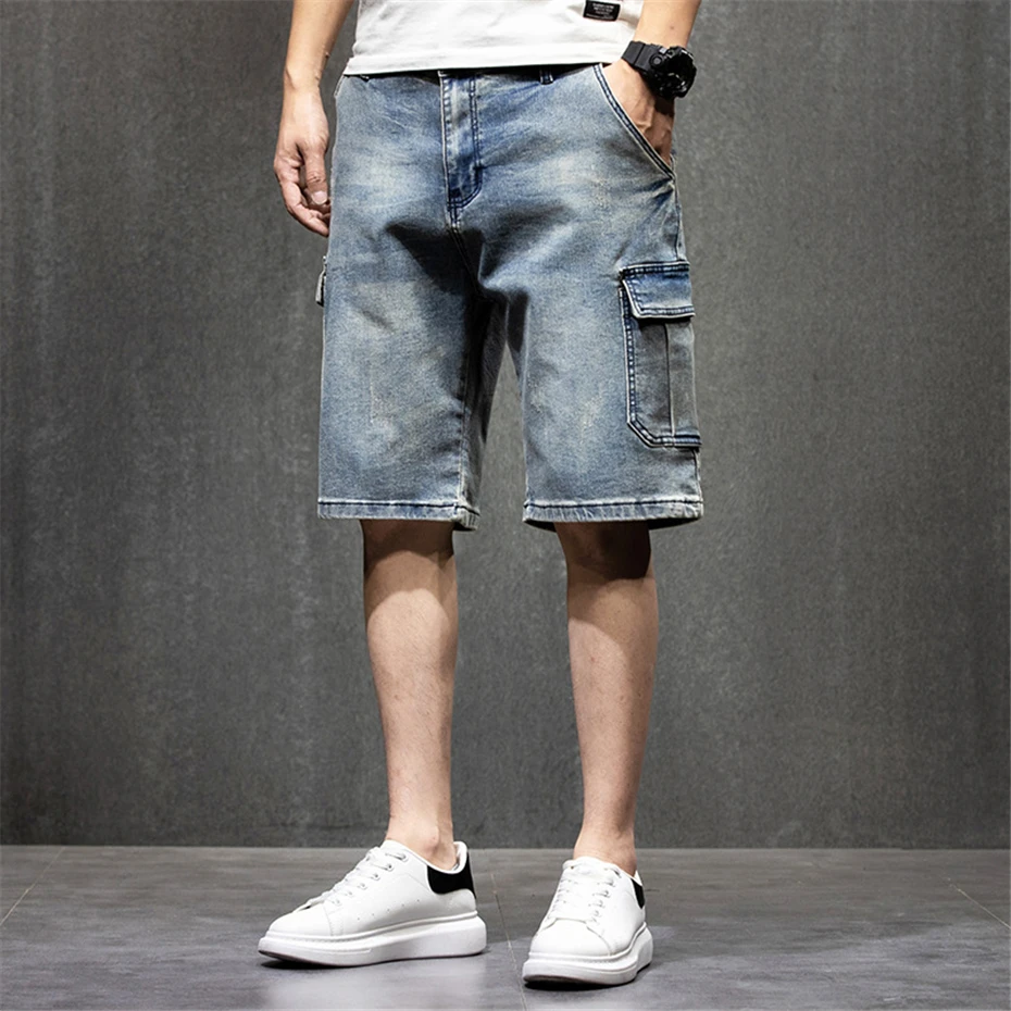 Plus Szie 44 Denim Shorts Men Summer Jeans Shorts Baggy Cargo Shorts Fashion Streetwear Short Pants Male Big Size