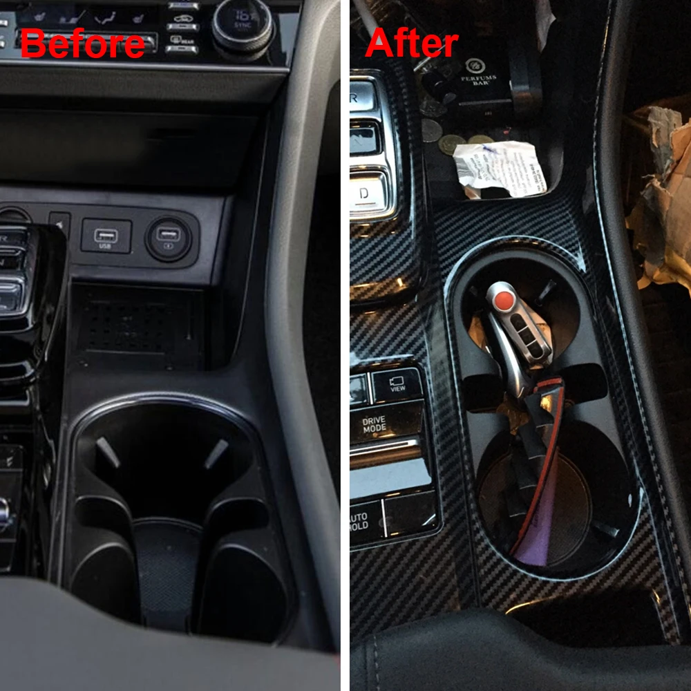 

Car Inner Accessories Carbon Fiber Water Cup Holder Cover Trim for Hyundai Sonata DN8 2020 2021