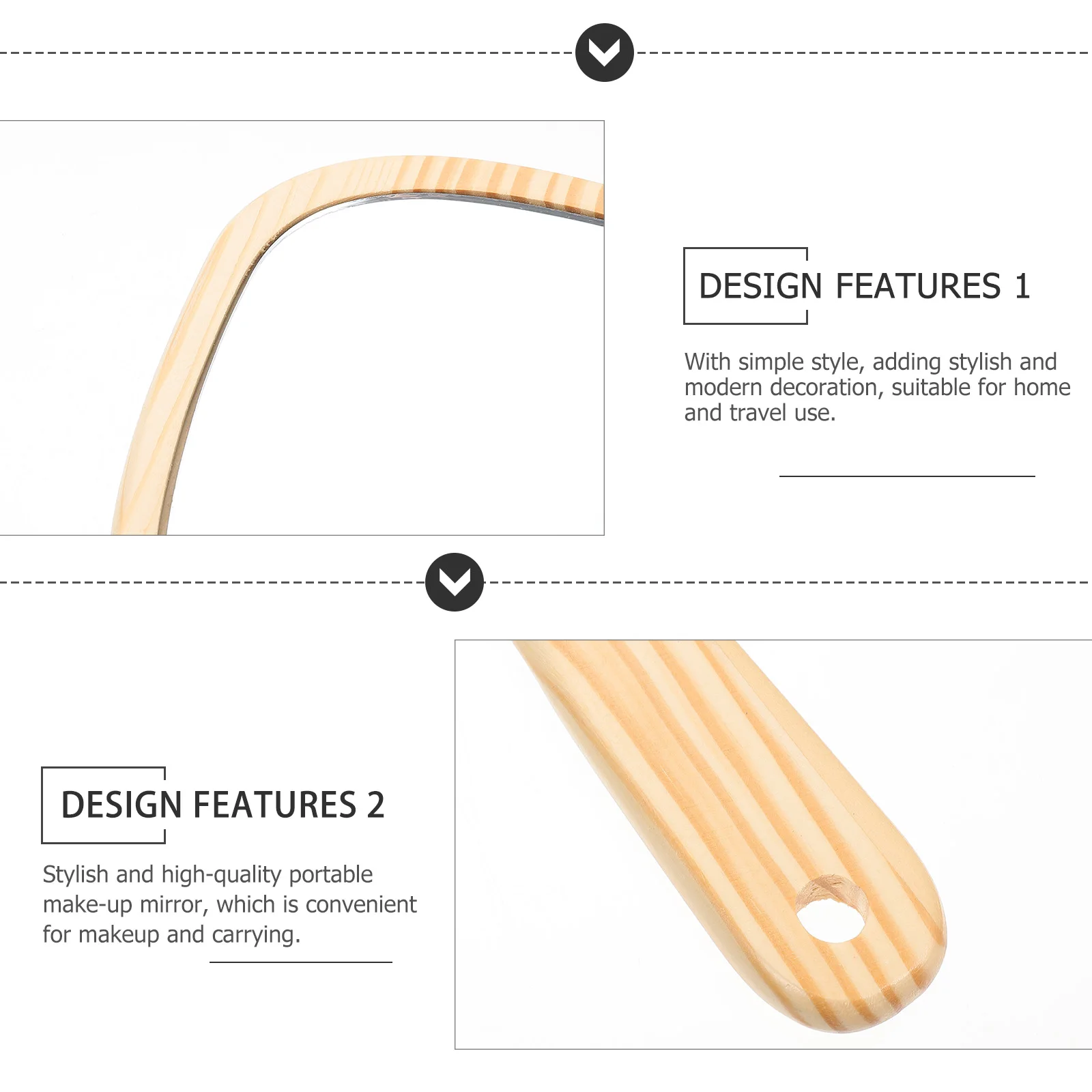 

Women Wooden Handle Mirror Portable Makeup Mirror Stylish Modern Home Travel Bathroom Countertop Dressing Table