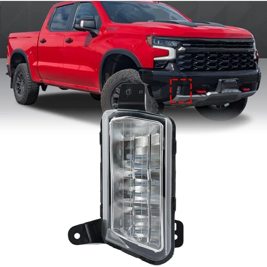 

Right LED Front Bumper Fog Light for Chevrolet Silverado 1500 2022 2023 2024 Driving Lamp Passenger Side Enhanced Visibility an