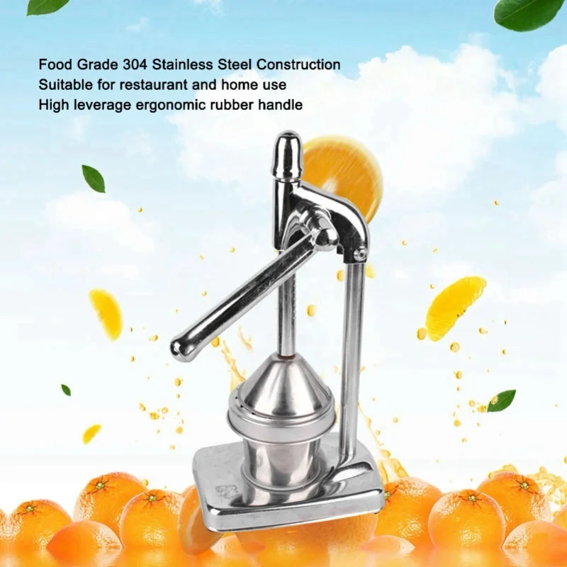 Manual Orange Squeezer 304 Stainless Steel Food Grade Minimalist Compact Ergonomic Rubber Handle Fruit Presser Slow Juicer