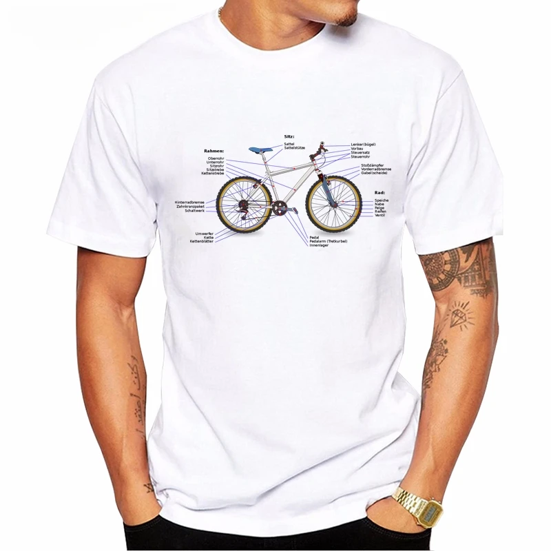 Fashion bikeing Design Anatomy Mechanic Bicycle Unisex T-Shirt T Shirt O-Neck Hipster Tshirts Round Collar style oversized men