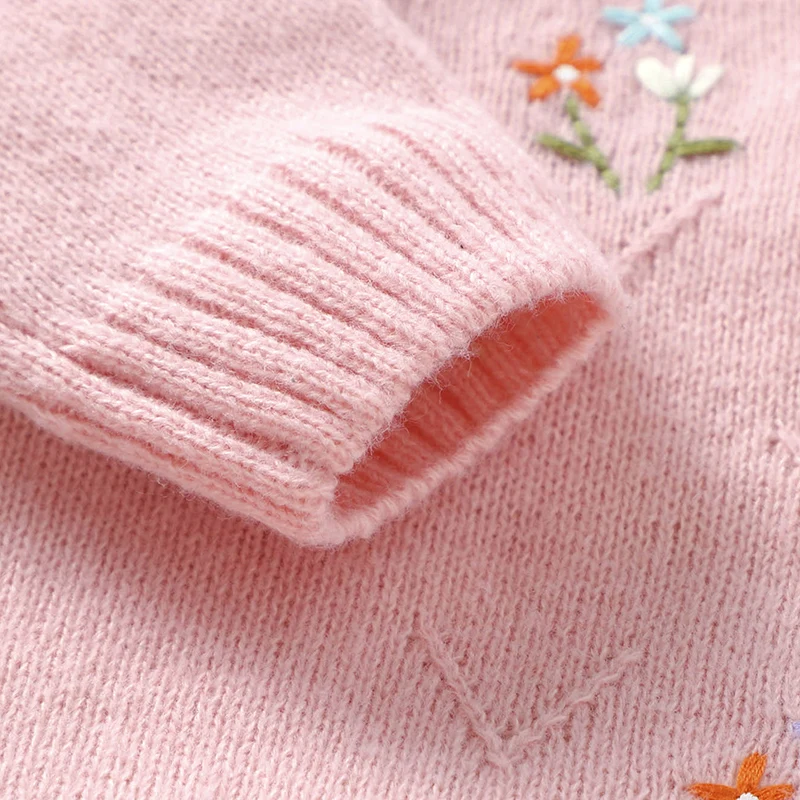 Newborn Baby Romper Knitted Infant Girls Jumpsuit 0-18M Long Sleeve Autumn Toddler Kid Clothes Fashion Cute Embroidery Overalls