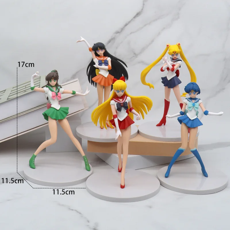 5Pcs/Set Anime Sailor Moon Action Figures PVC Model Toy Tsukino Usagi Tuxedo Venus Collection Decoration Cartoon Doll Kids Gift