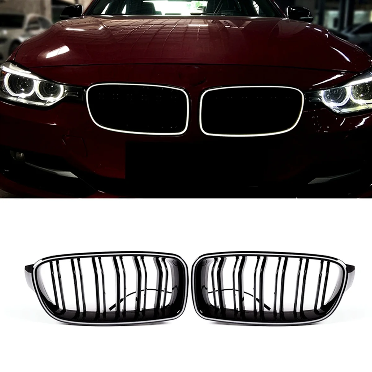 Front Kidney Grille Grill with LED Light for 3 Series F30 F31 F35 2012-2019 Accessories 51130054493 51130054494