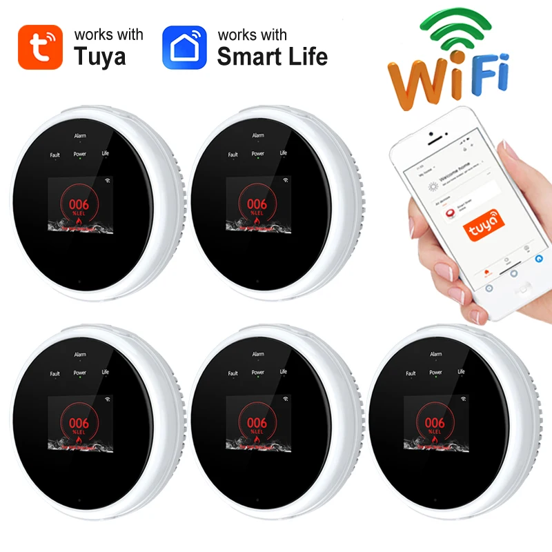 

Датчик газа Tuya Wi-Fi, детектор утечки природного газа, кухонный звук, домашняя охранная сигнализация, управление через приложение Smart Life