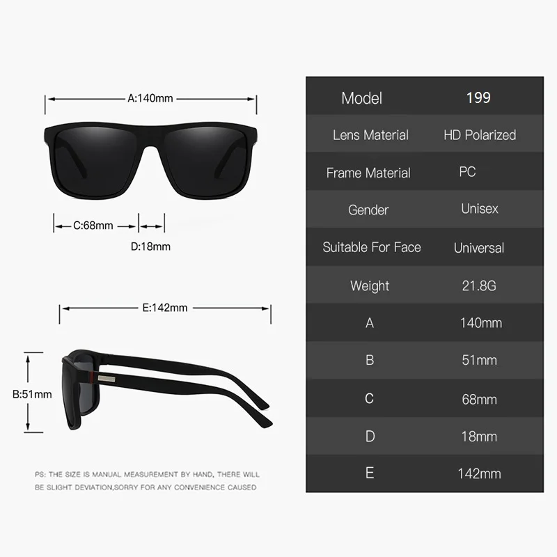 Fashion Vintage Square Polarized Sunglasses Men Women Luxury Brand Designer Men\'s Sun Glasses Driving Fishing UV400 Eyewear Man