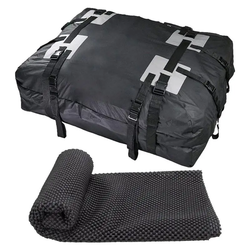 Oxford Cloth Car Roof Bag 600D Roof Rack Cargo Carrier 15 Cubic Feet Foldable Design Car Cargo Roof Bag Waterproof Soft Car Bag