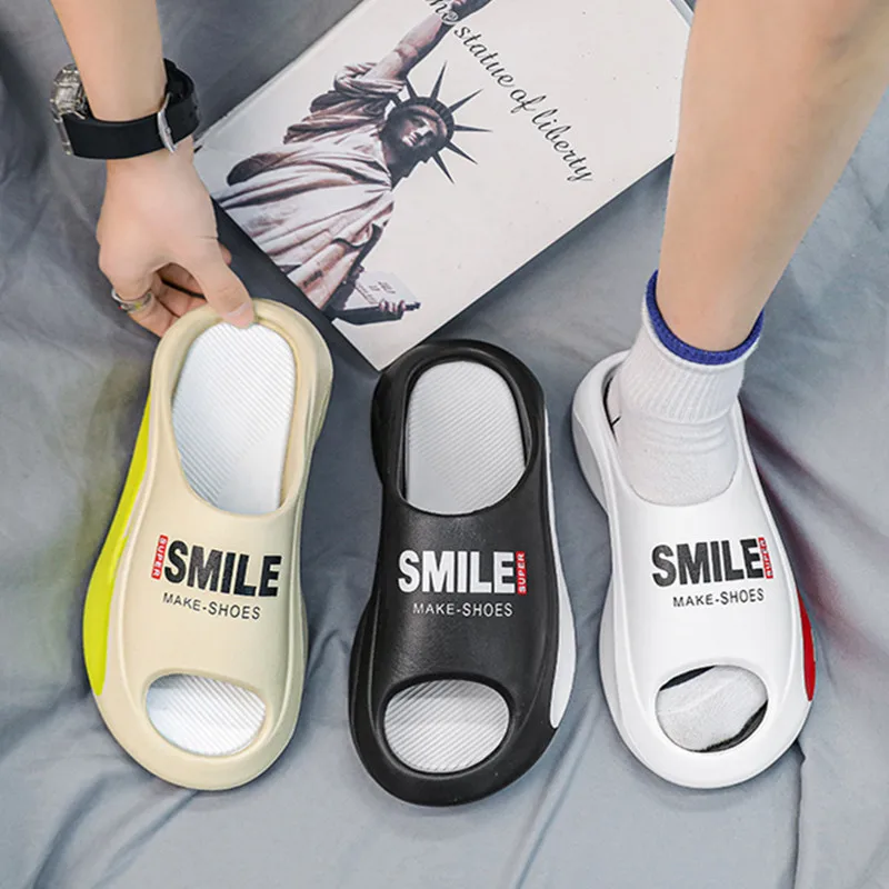 2024 New Summer Men Slippers Fashion Non-slip Super Soft EVA Beach Couples Coconut Shoe Thick Bottom Outdoor Wear Sports Sandals