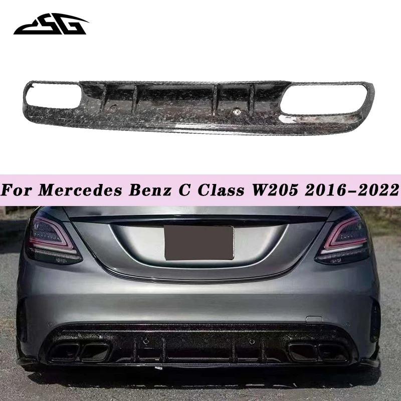 Carbon Fiber Rear Bumper Diffuser For Mercedes Benz C Class W205 C200 C220 C63 Four doors Sports Rear Lip Splitter Body Kit