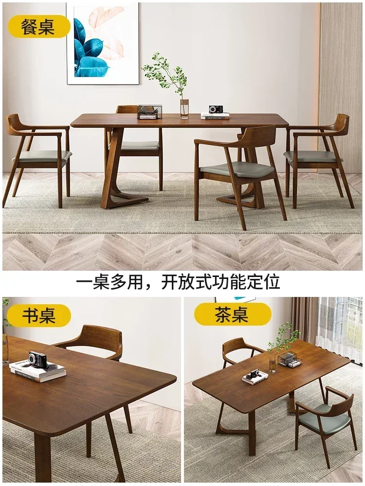 All solid wood dining table, walnut log round table, coffee table, Nordic light luxury, modern simplicity, Hiroshima table