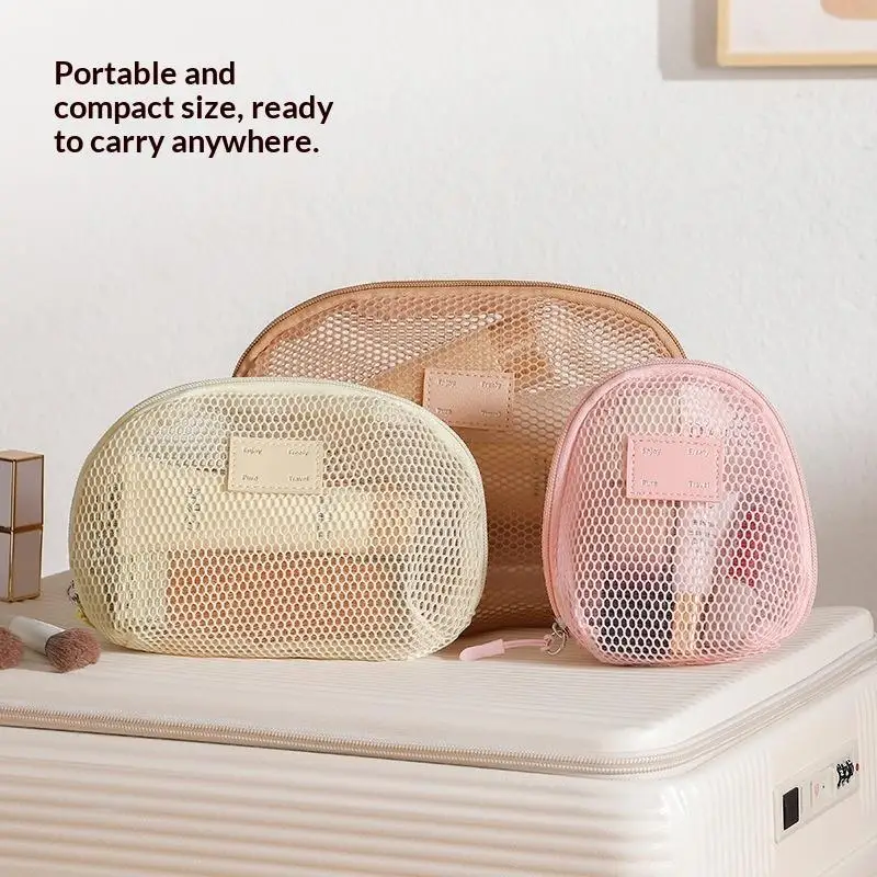 Breathable Mesh Makeup Bag Multipurpose With Zipper Mesh Pouch Women Travel Toiletry Organizer Pouch For Lipstick Skincare