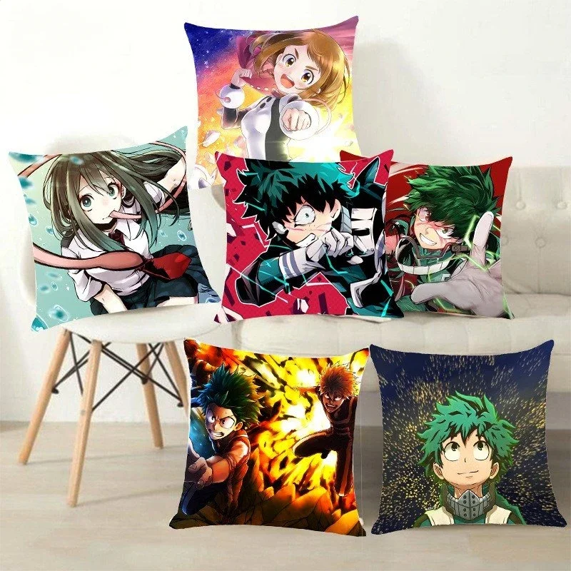 45x45CM My Hero Academia Pillow Case  Anime Midoriya Izuku Deku Printed Pillow Covers Soft Decorative Pillowcase Gifts Wholesale