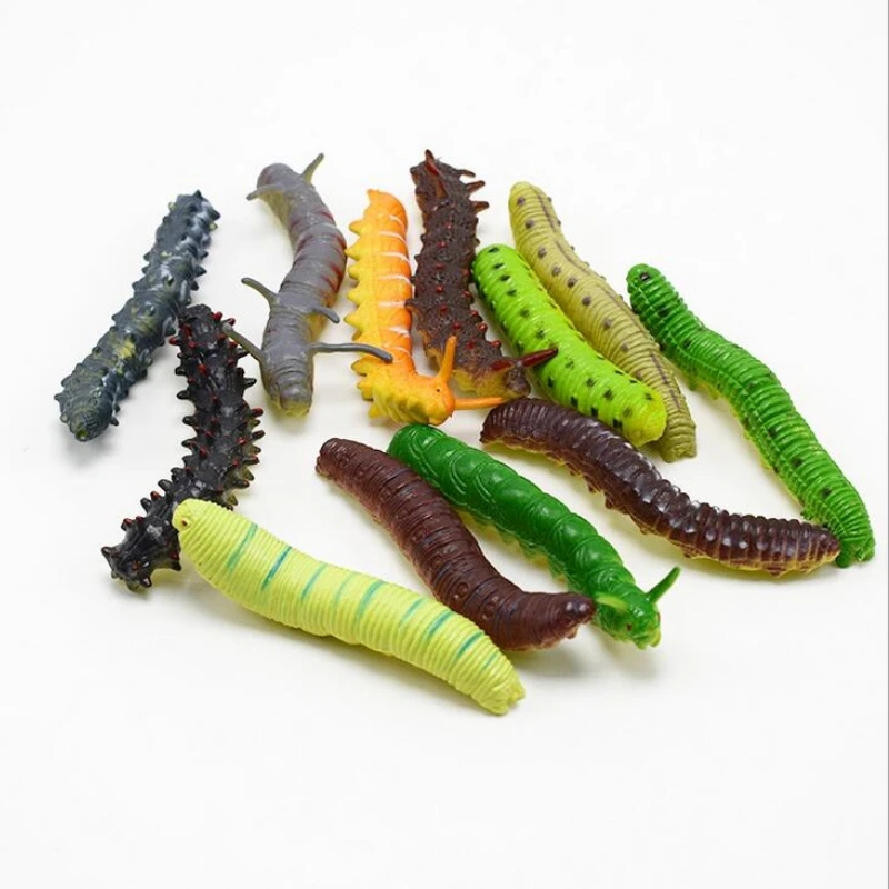 

6pcs/Lot Simulated Crawling Insect Animal Toys Different Twisty Worm Realistic Fake Caterpillar Insect Educational Trick Toy