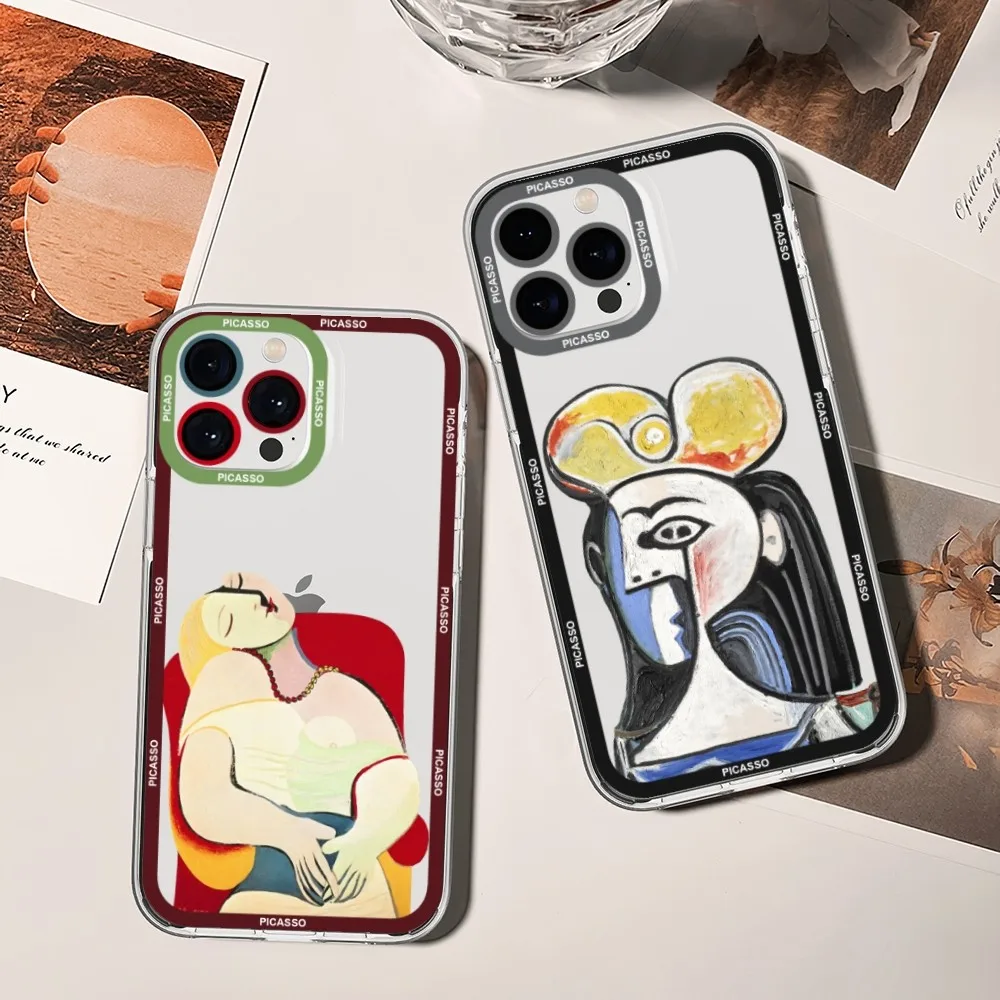 Famous Painting Picasso Abstract Art Phone Case For iPhone 11 12 Mini 13 14 15 Pro Max Transparent Shell