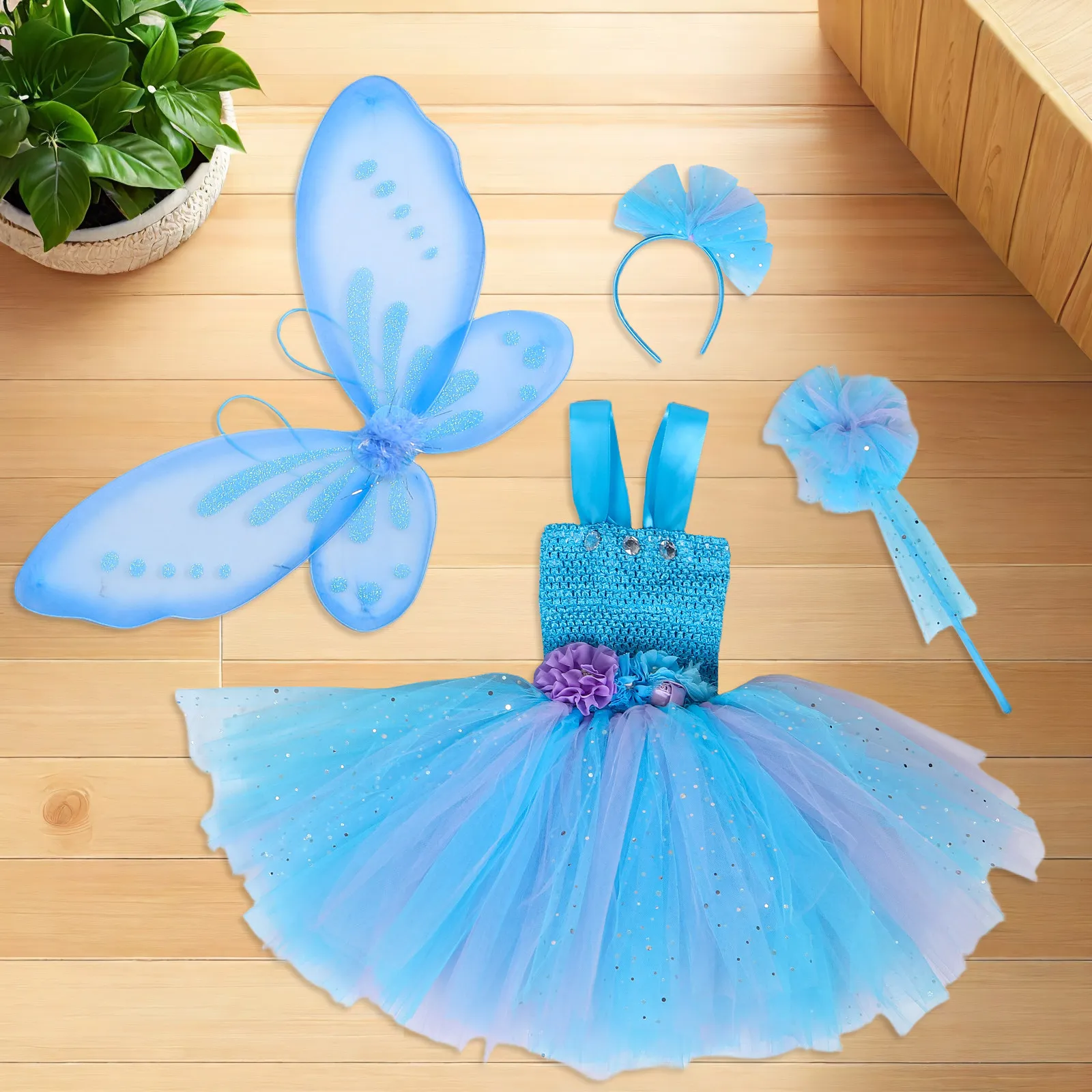 Butterfly Fairy Costume Skirt for Girls – Tulle Layered Dress for Birthday Party, Photography & Cosplay (110-120 cm)