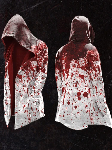 Imagen 2 del producto Cárdigan cortavientos con capucha de gran tamaño con estampado digital 3D para hombre de primavera/otoño con estampado Retro