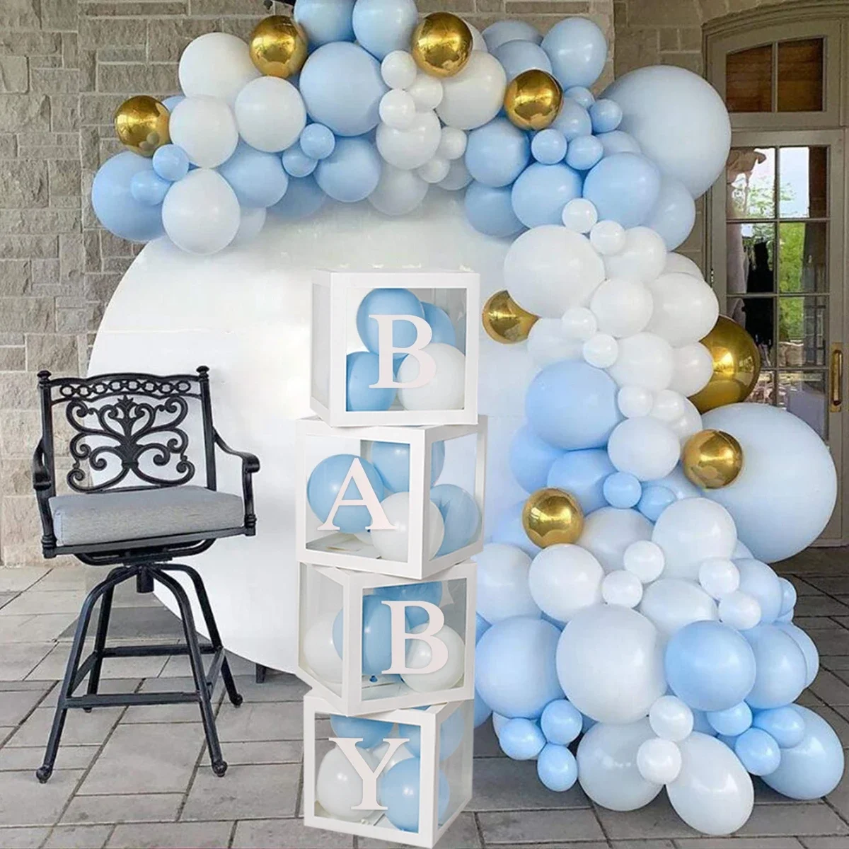 30CM Transparent Letter Balloon Box Baby Shower Decoration Boy Girl 1st Birthday Party Decorations Kids Wedding Decor Supplies
