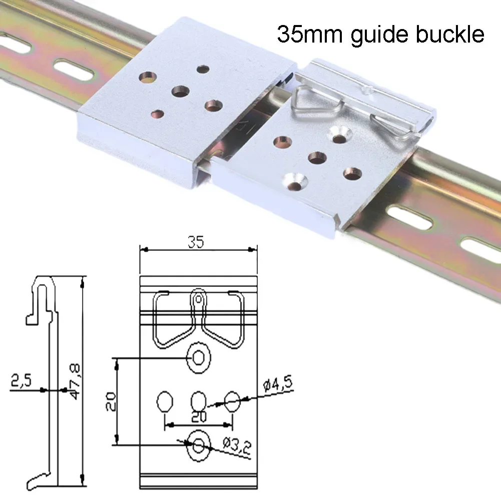 35mm Guide Rail Buckle 47.8x35mm 5holes Aluminum Alloy Black Silver Fit For DIN 35 Mounting Rails High Quality