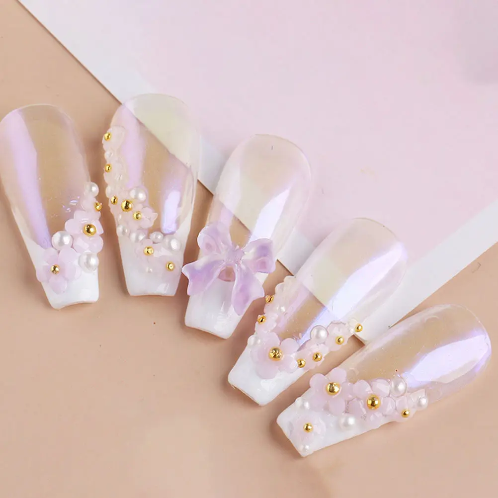 6 Boxes Lovely Delicate Flower Patches Nail Art Embellishment Resin Nail Charms DIY Manicure Tools for Shiny Elegant Nails