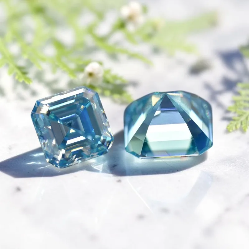 Hochwertiger Moissanit-Stein in verschiedenen Farben, Asscher-Schliff, VVS1-Reinheit, loser Edelstein für Schmuck. – Detail 2