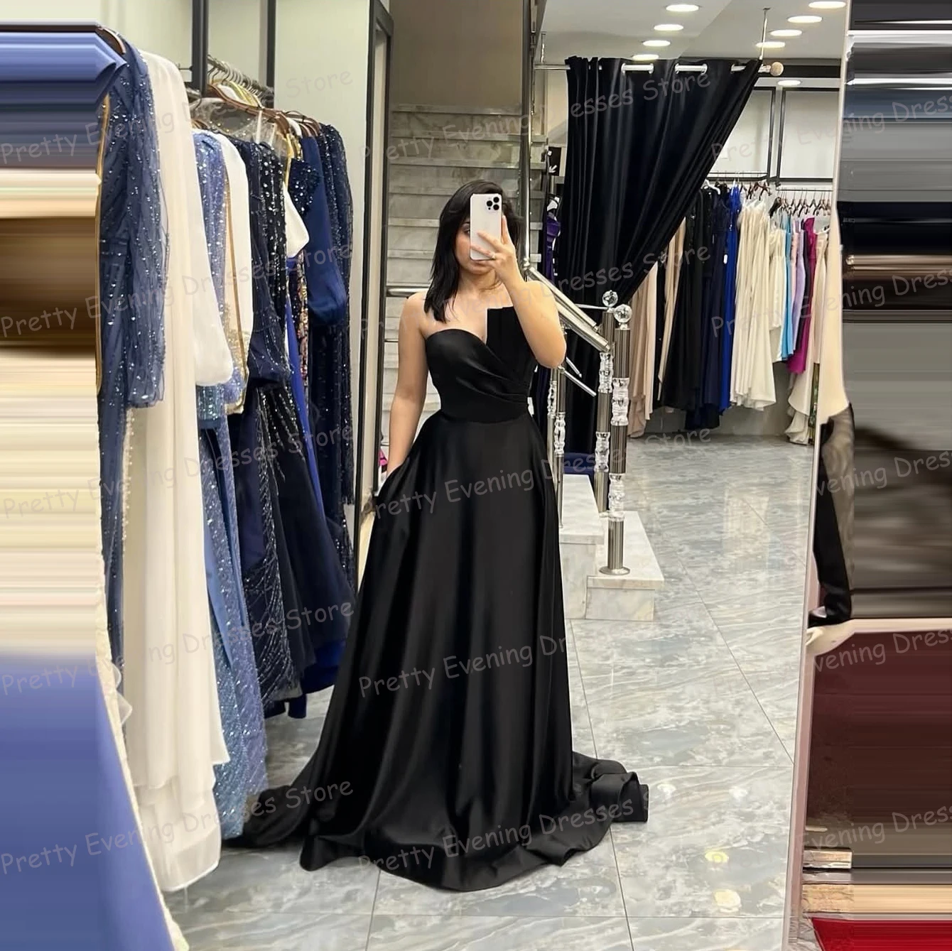

Fashion Black Evening Dresses Woman Mermaid Prom Gowns Sexy Strapless Fashion Party Vestidos De Novia Customized فساتين س