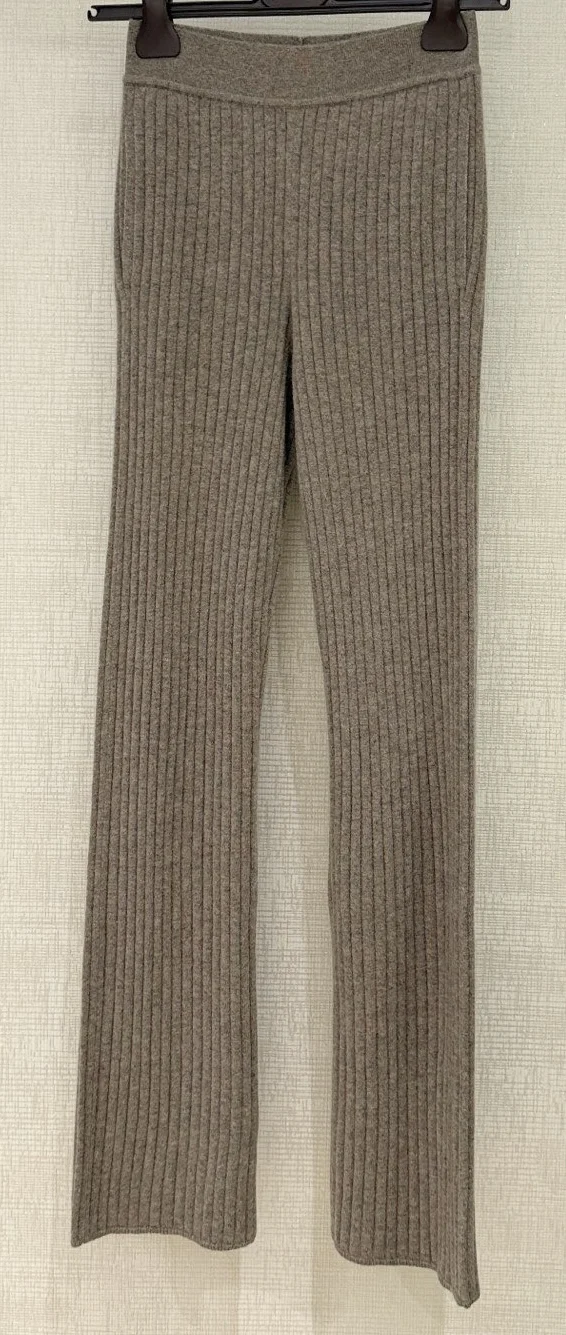 27ss long pant 100% cashmere brand trousers designer knitted fashion clothing for women