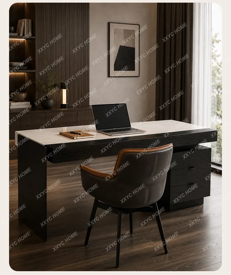 LS marble light luxury  minimalist living room sofa back computer desk designer desk