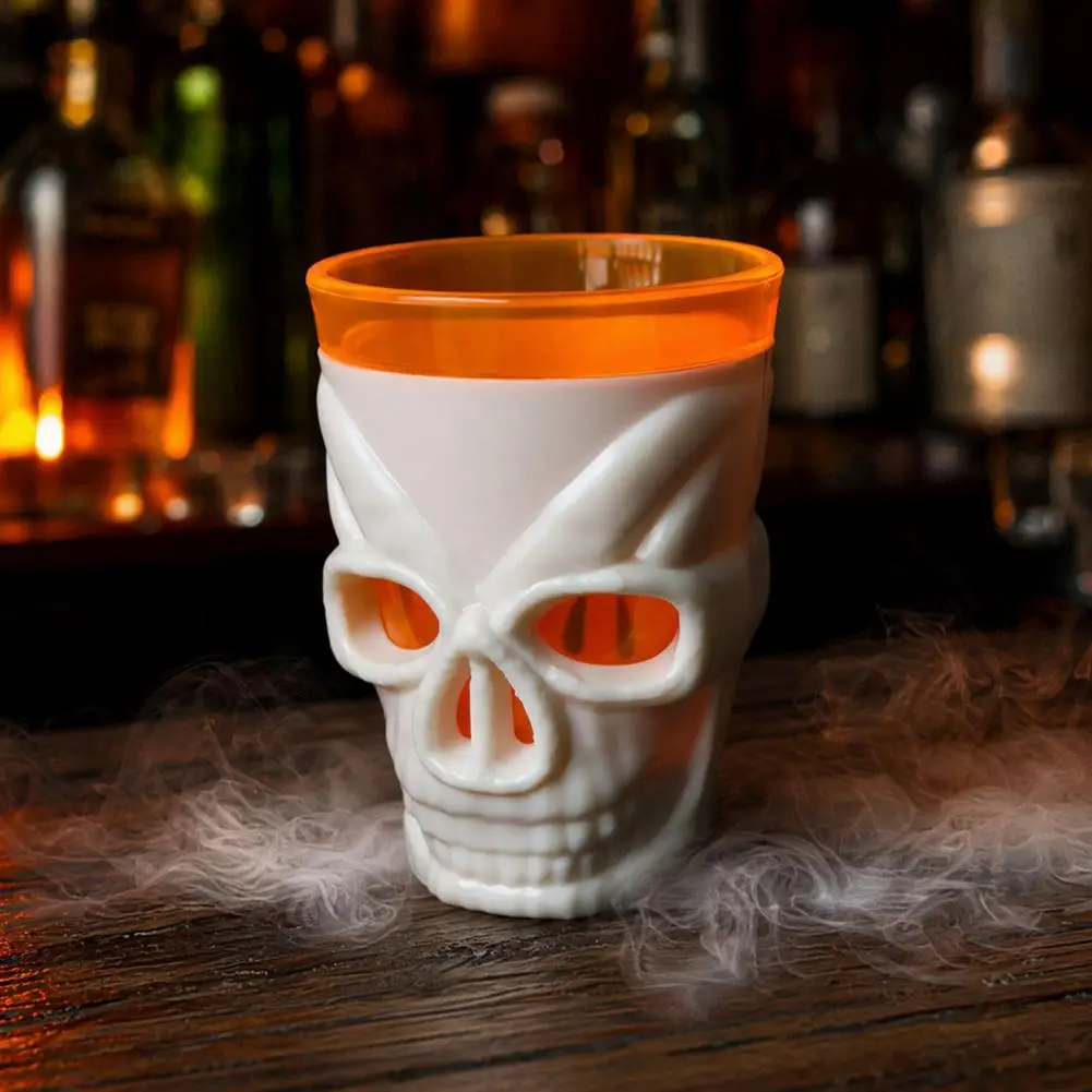 Halloween Skull Candle Cup Mini Skull Wine Glass Halloween Glowing Skull Goblet Led Candle Holder Spooky Party Decor for Bar