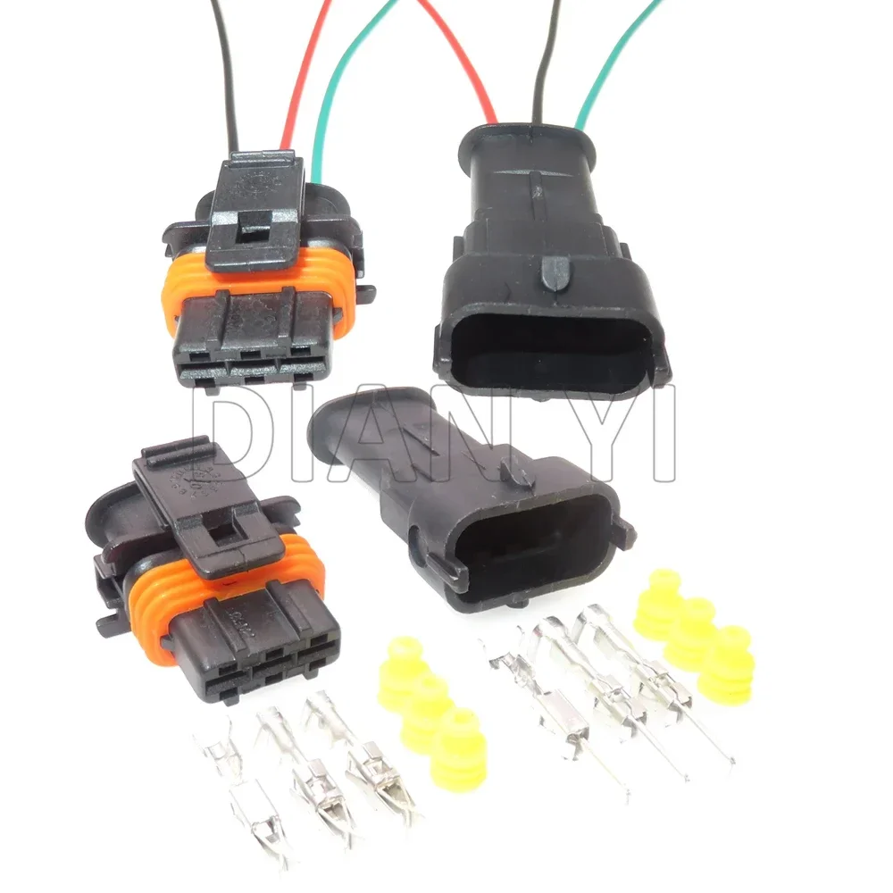 1 Juego de Conectores Impermeables de 3 Vías para Sensor de Árbol de Levas de Coche, Arnés de Cables, Ensamblaje AC 1928403966, Conector Macho Hembra Automotriz con Cables