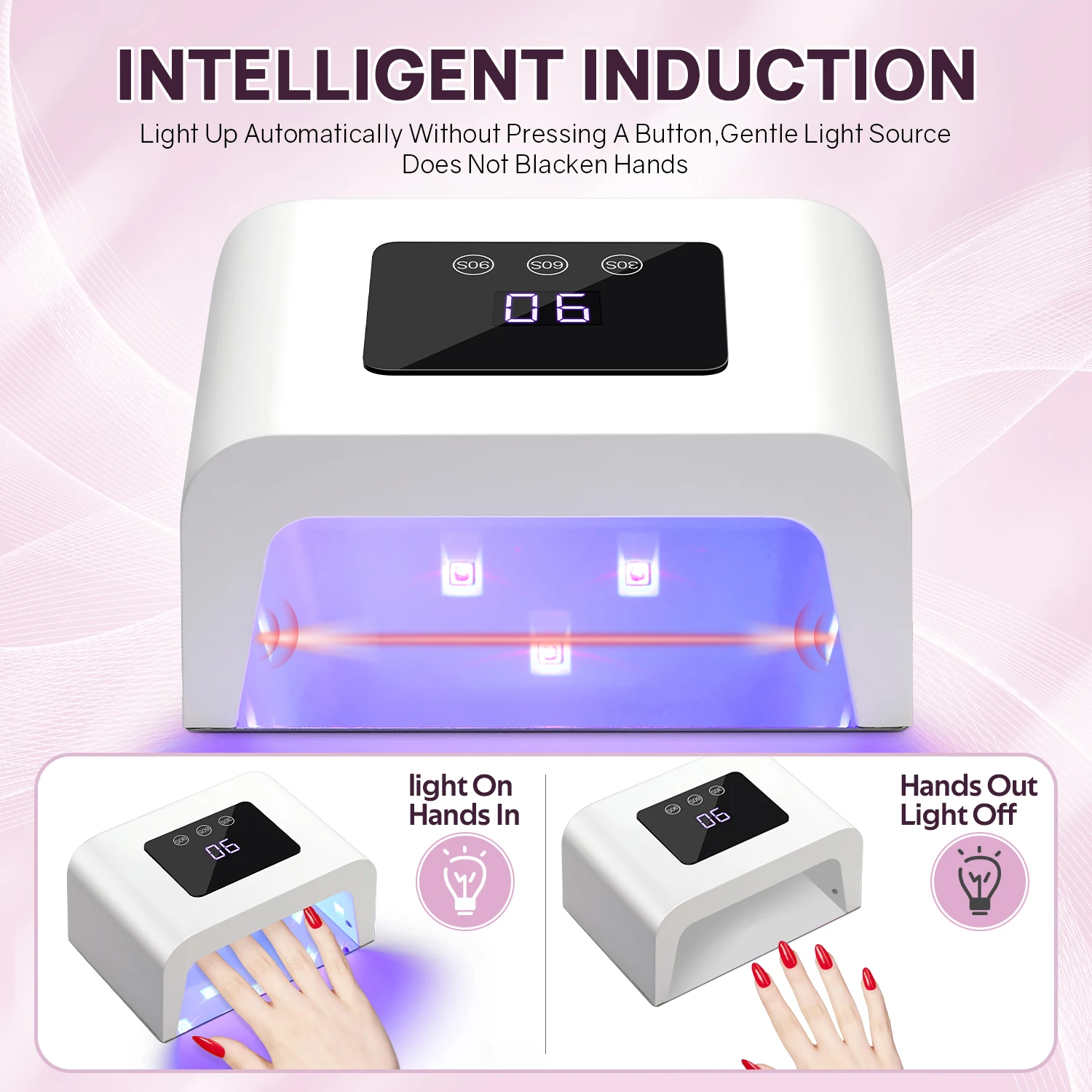 UV LED Nail Lamp Rechargeable Nail Dryer Fast Dry LED Nail Drying Lamp Wireless for Curing All Gel With Timer Auto Sensor