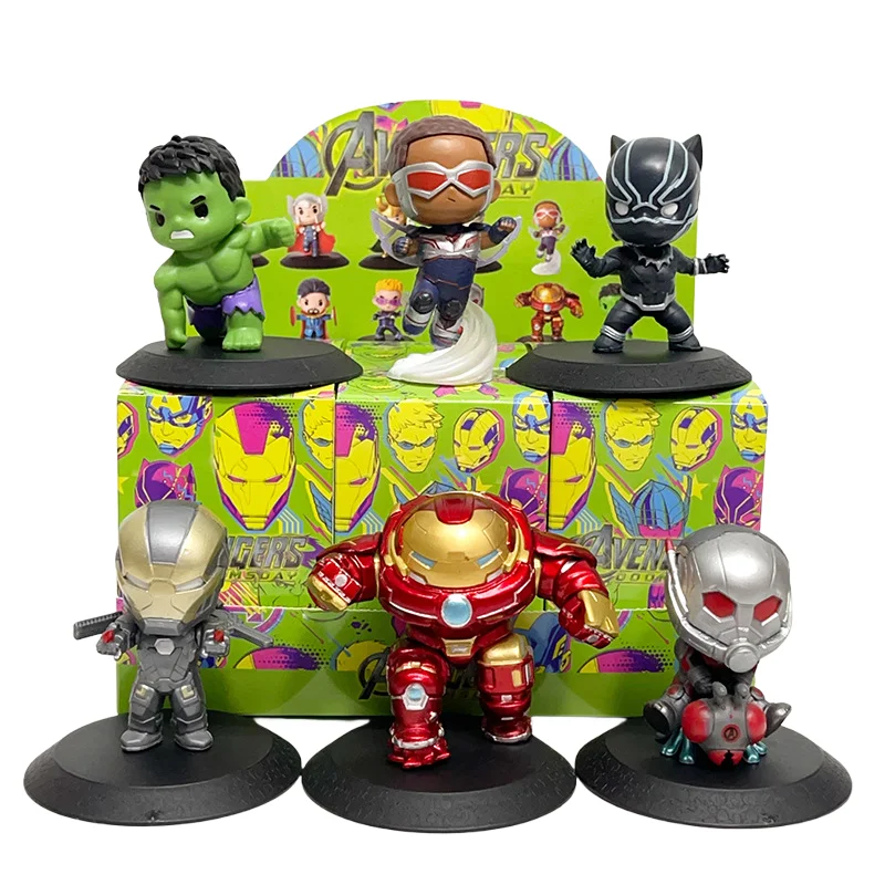 6-teiliges Set Marvel's The Avengers Actionfigur 8 cm Antman Ironman Captain America Black Panther Thor Loki Hulk Modell Blind Box Spielzeug