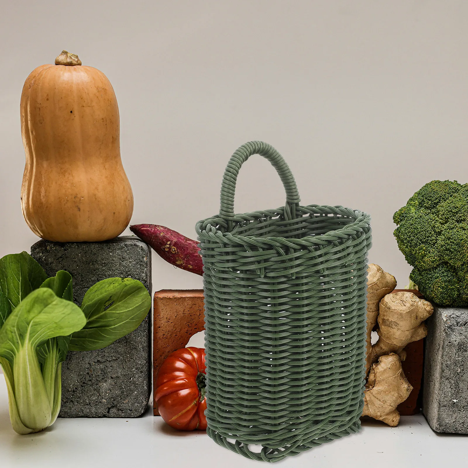 

Rattan Storage Baskets Small Flower Basket Vegetable Hanging Wall Fruit Basket Organizer Woven Baskets For Storage