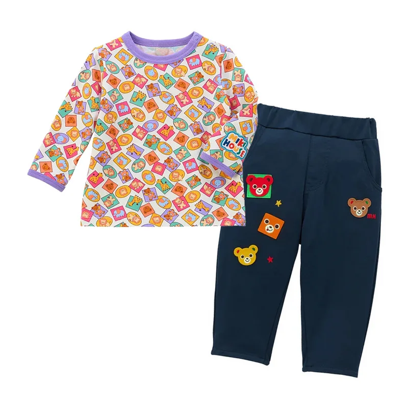 الربيع والخريف الرجال والنساء الكرتون لطيف الدب الأصدقاء الجيدين مليئة المطبوعة تي شيرتات طويلة الأكمام مع قمم