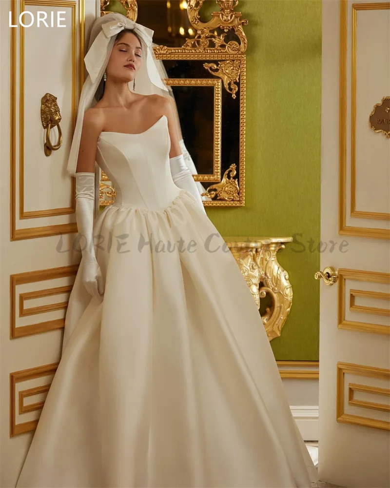 LORIE A-line Princess Satin vestidos de novia Wedding Dress Backless Elegant Bridal Gowns Princess Wedding Gown Customized2025