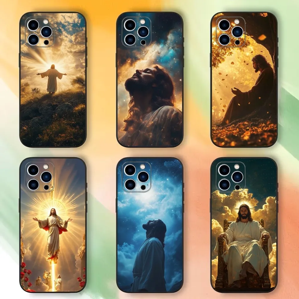 Christian Jesus Faith Phone Case For iPhone 16,15,14,13,12,11 Plus,Pro Max,XS,X,XR,SE,Mini,8,7，Soft Silicone Black Cover