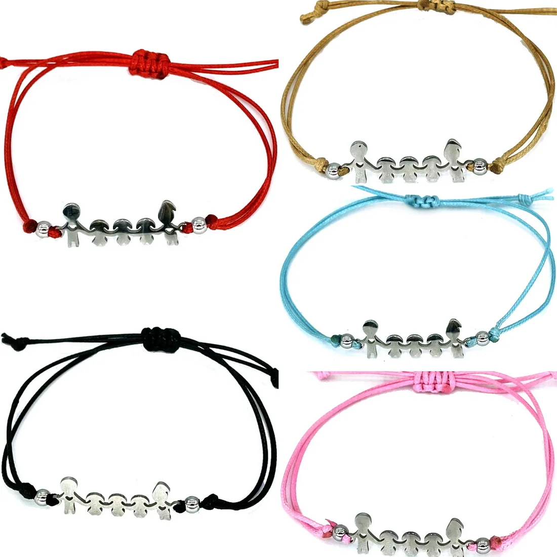 

Stainless Steel Family Bracelets Set for 3,4,5 String Adjustable Birthday Xmas Mother Daughter Father Son Parents Jewelry Gift