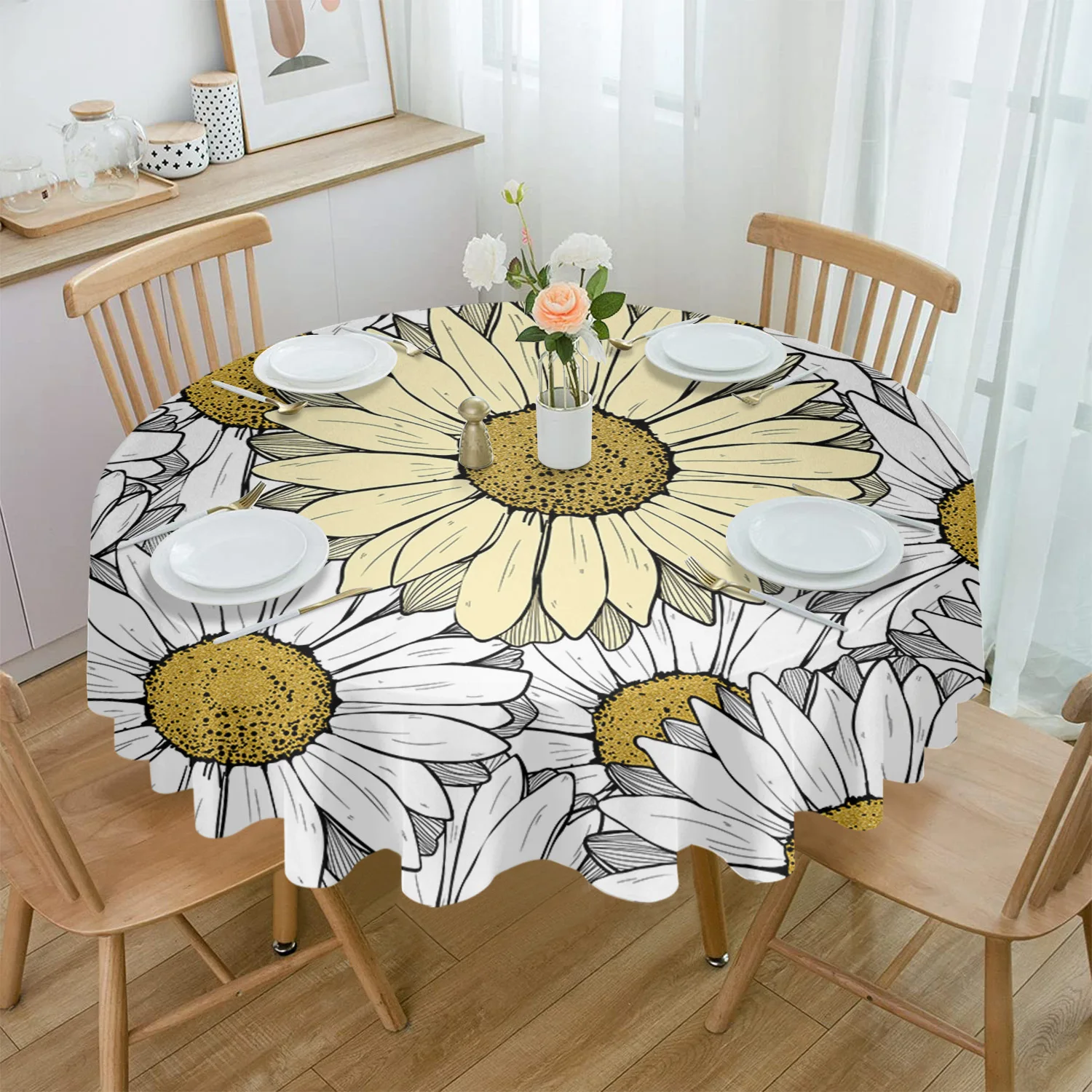 Flowers Chrysanthemum Simple Tablecloth Rectangular Holiday Table Cover Party Dinner Decor Waterproof Table Cloth