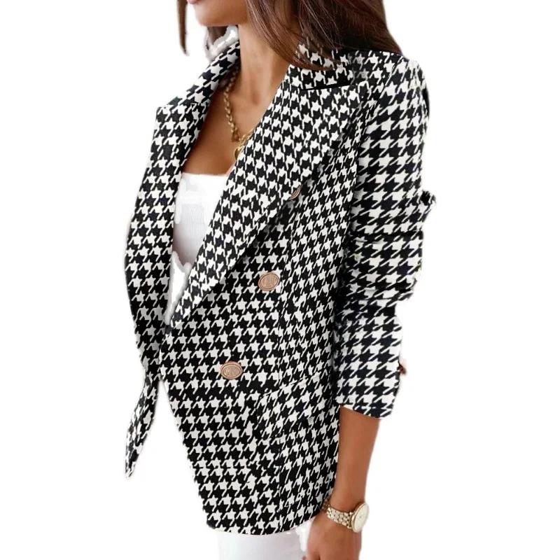 Blazer Coats Spring Autumn Casual Thin Vintage  Tops Women Fashion Long Sleeve Slim Zipper Ladies Jackets Coat printing Leopard