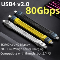 USB4 v2.0 Cable 80Gbps Compatible with Thunderbolt5/4/3 Support 8K@60Hz PD3.1 240W USB C to C Short Cable for Mobile Phone SSD