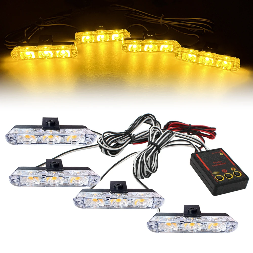 

12В автомобильные решетки проблесковые головки 4x3 светодиодные мини - вспышки дневные дорожные огни аварийные сигнальные огни маяки