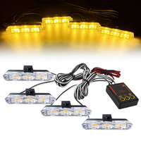 12V Car Grille Strobe Light Head 4x3 LED Mini Flash lamp Daytime running lights Police Emergency Warning Signal Lights Beacon