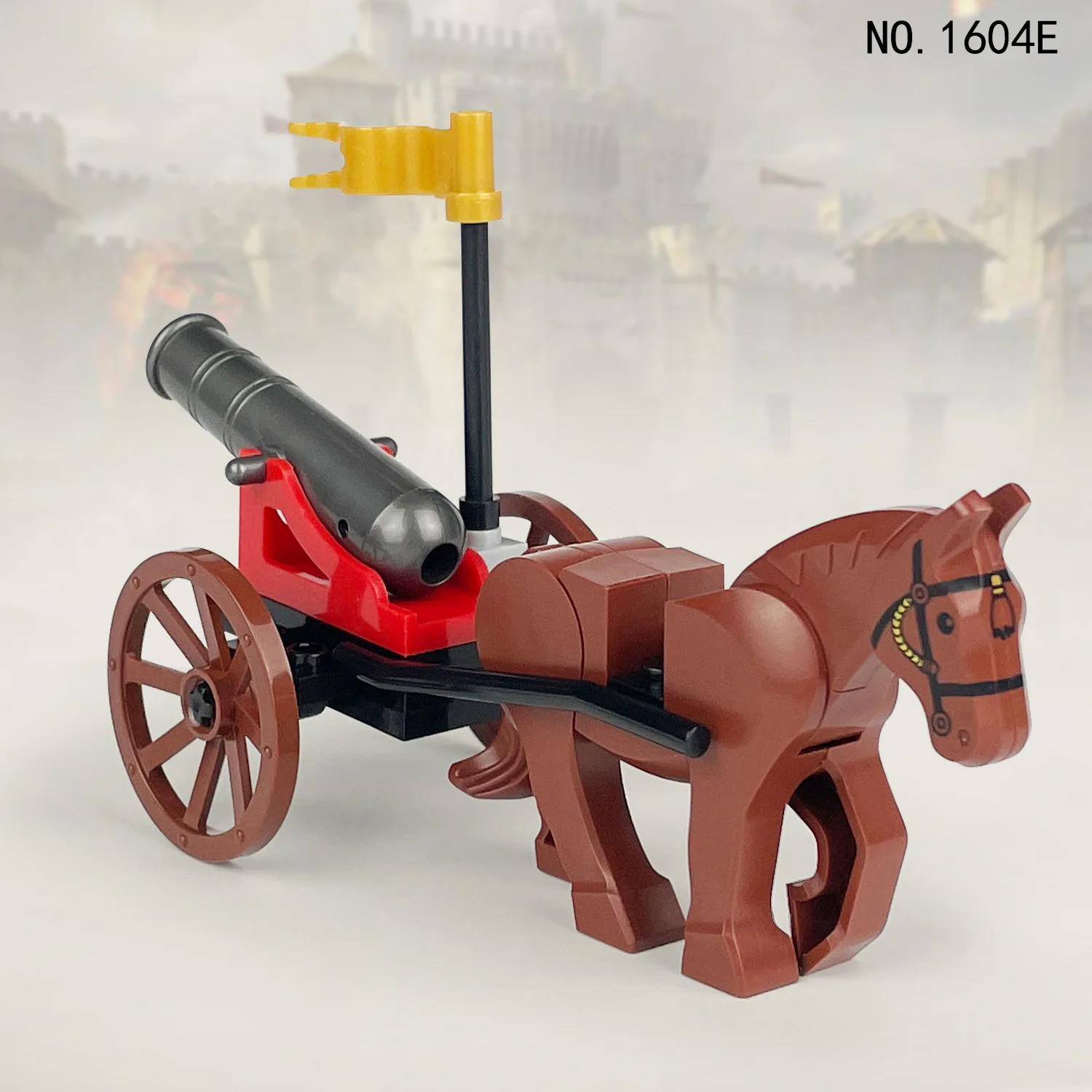 Medieval Military Parts Bricks Weapon Cannon carriage Shooting Cannons Base Army Land Pirate war horse building blocks toys