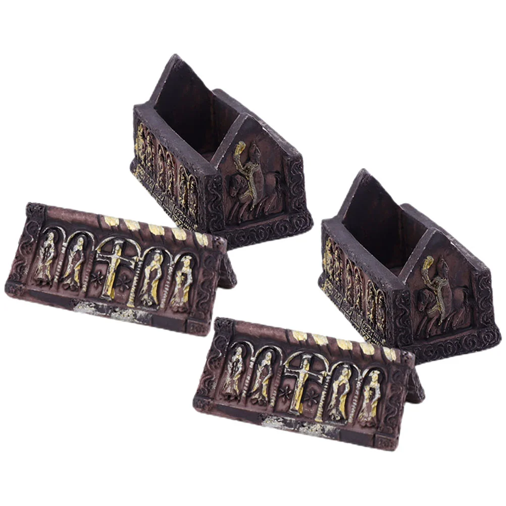 Resina Halloween Coffin Box, Adornamentos de Halloween, Micro Landscape Decor, Desktop Charme, Ornamentos em Miniatura, Layout de Cena, 2 Pcs