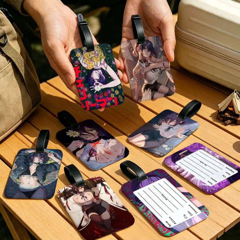 reze chainsaw man Lightweight Anti lost PVC Luggage Tag Removable Info Card Sleeve Backpack Travel Accessory