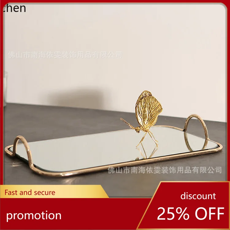 YFY Dessert Plate Electroplated gold Iron Art Ornament Glass Mirror Western Pastry Cold Meal Cake Stand